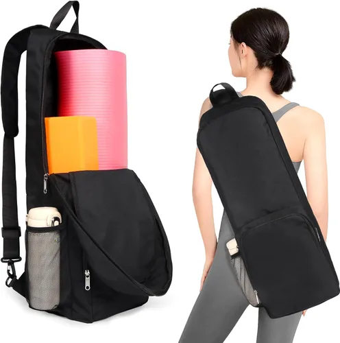 Bolsa para Esterilla de Yoga con Bolsillo Lateral de Malla y Cremallera, Compartimento Exterior para Artículos Húmedos, Bolsa Ligera Impermeable