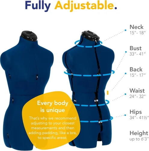 Miniatura 2 de Adjustoform Sew Deluxe FG372 - Vestido y pantalones ajustables en forma de zafiro S-M (talla de vestido de EE. UU. 4-12), maniquí de costura