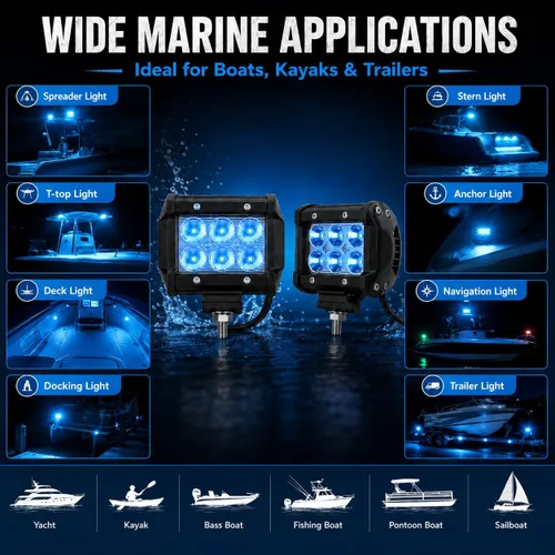 Miniatura 4 de Shangyuan Pontón - Luz de acoplamiento para barcos - Esparcidor LED marino y luces de navegación, azul, 2 piezas