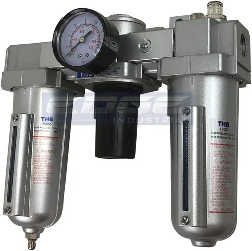 Regulador de filtro de combinación de 3 etapas con clasificación industrial resistente, lubricador de línea de aire, filtro de partículas, trampa de