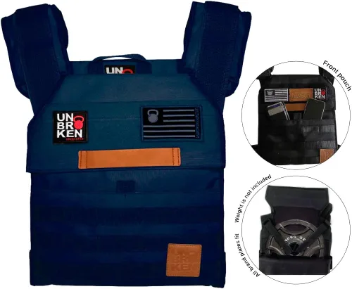 Miniatura 3 de UNBROKENSHOP - Chaleco con peso ajustable, WOD CrossFit, soporte de placas de peso para entrenamiento de fuerza y resistencia y correr. Para hombres
