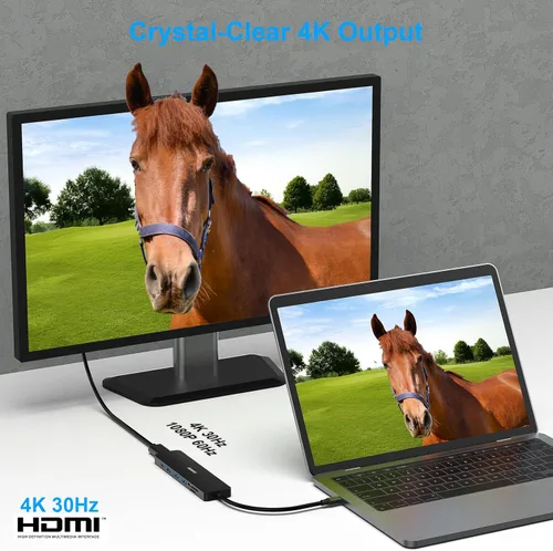 Miniatura 3 de BENFEI HUB USB C 7 en 1, Adaptador HUB Multipuerto USB-C con HDMI (Certificado 4K @ 60Hz)/Entrega de energía de 100W/3*USB 3.0 5Gbps/Lector de Negro