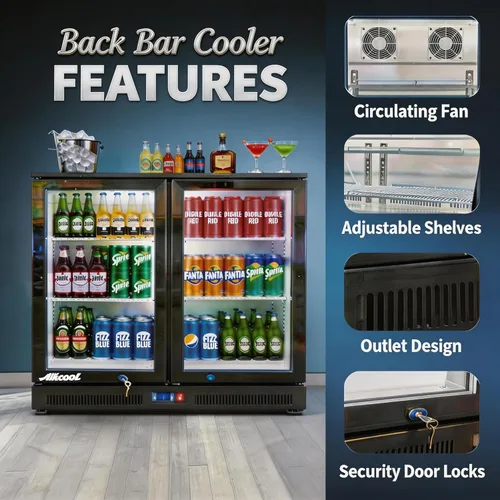 Miniatura 5 de Enfriador de barra trasera para debajo de la encimera, refrigerador de bebidas de 7.5 pies cúbicos, refrigerador bajo encimera, 2 puertas de 36