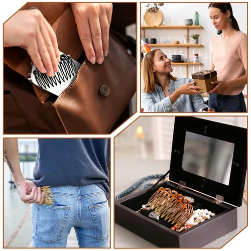Miniatura 4 de Peinetas de pelo francés, 8 piezas, peines laterales para el cabello, peines decorativos para mujeres, juego de accesorios de plástico