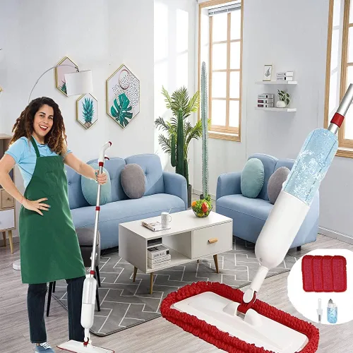 Miniatura 9 de Mopa pulverizadora para limpieza de pisos, mopa de microfibra húmeda y seca con 4 almohadillas lavables, botella recargable de 22.1 onzas líquidas