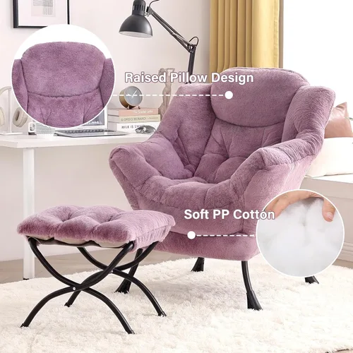 Miniatura 4 de Tiita - Silla perezosa con otomana, moderna y grande, sillón de ocio con silla de lectura de sofá, con reposapiés para recámara, sala de estar