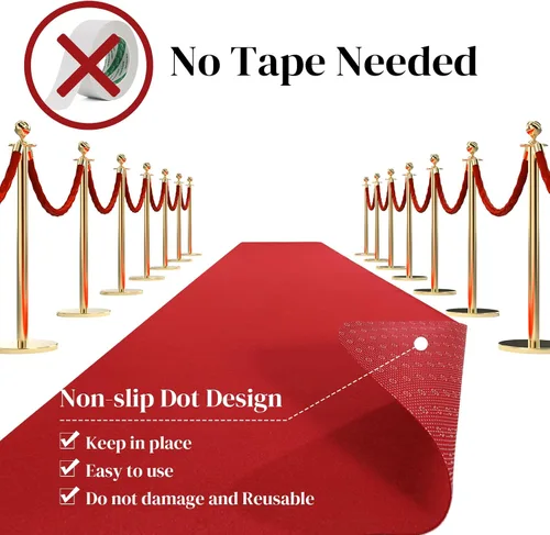 Miniatura 8 de HOMBYS Alfombra roja de 350 GSM para fiestas y eventos, alfombra antideslizante de 2.6 x 10 pies para decoración de propuestas y bodas, Hollywood