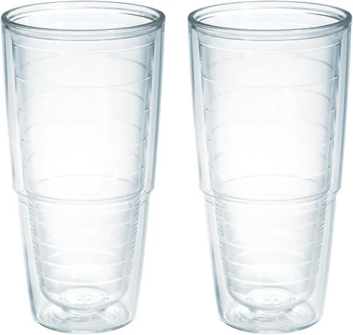Tervis - Vaso de mesa transparente y colorido hecho en Estados Unidos con aislamiento de doble pared, taza de viaje que mantiene las bebidas frías y