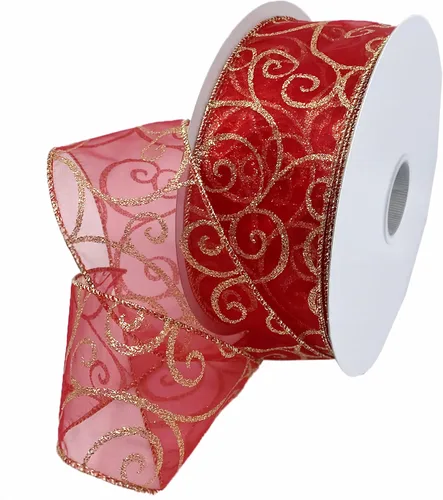 Miniatura 26 de Morex Ribbon Cintas transparentes con purpurina con espiral, cinta navideña para manualidades y decoraciones de Navidad, envoltura de regalos, 1.5