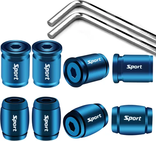 Miniatura 17 de Dsycar Paquete de 8 tapas de vástago de válvula de neumático de bloqueo con sello de goma, tapas de vástago de válvula de aluminio antirrobo