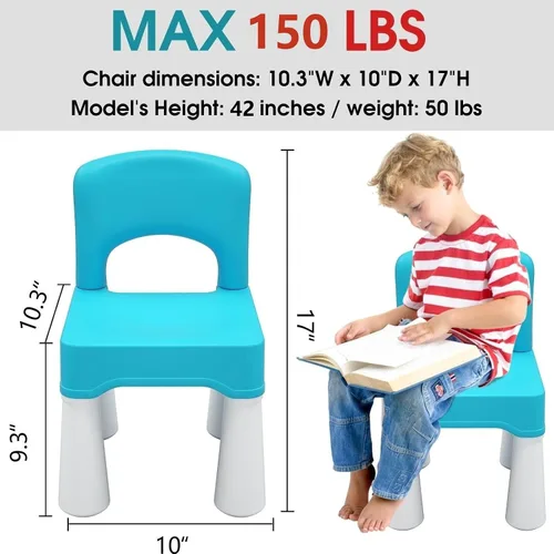 Miniatura 2 de burgkidz Silla de Plástico para Niños Pequeños, Silla para Niños Duradera y Ligera, Asiento de 9.3" de Altura, Uso en Interiores o Exteriores