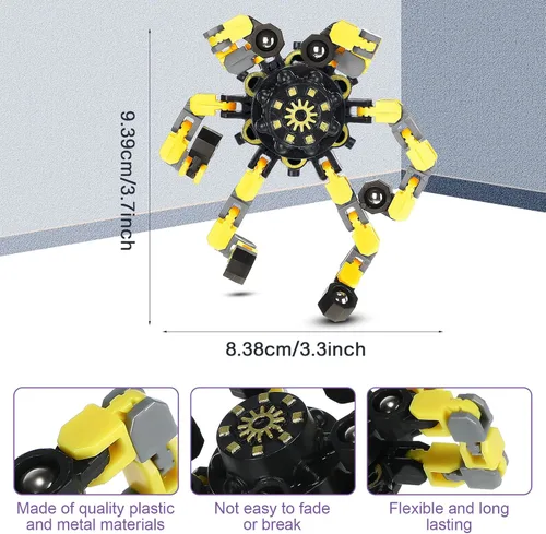 Miniatura 2 de Junkin 100 juguetes sensoriales divertidos a granel, juguete transformable para la ansiedad con cadena, robot giratorio para el dedo para aliviar