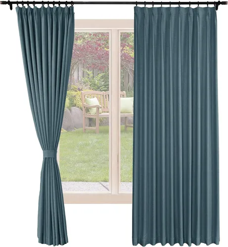 Miniatura 13 de Frelement Cortinas opacas de lino natural, paneles de cortinas plisadas para sala de estar, cortinas con aislamiento térmico, 52 pulgadas de ancho x