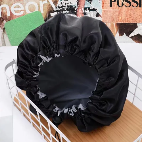 Miniatura 6 de Gorros de ducha para mujer, extra grande, ajustable, impermeable, reutilizable, gorro de ducha para mujeres y niñas, cabello largo y grueso, gorros