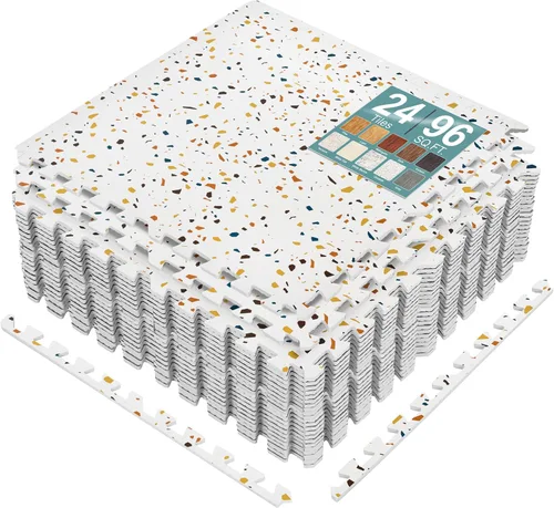 Miniatura 39 de Sorbus Losetas de suelo de madera veteada, esteras de espuma EVA entrelazadas, losetas de 3/8" de grosor para suelos de madera, esteras de ejercicio