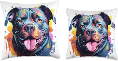 Miniatura 3 de American Bully Geschenke & Gassi Bekleidung American Bully - Cojín de diseño de retrato a color, 16 x 16 pulgadas, multicolor