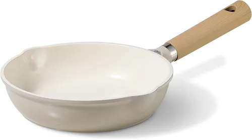 CAROTE Sartén de cerámica de 8 pulgadas, sartén antiadherente para chef, saludable y libre de PFOA/PFAS, compatible con inducción, gris pardo Topo