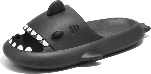 Metogo Cloud Shark - Pantuflas antideslizantes con punta abierta para adultos, mujeres y hombres, lindas sandalias ligeras en la playa y ducha