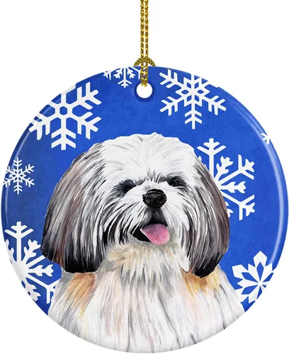 Caroline's Treasures Shih Tzu - Adorno de cerámica para colgar en el árbol de Navidad, para el hogar, Navidad, fiestas, regalo, 3 pulgadas,