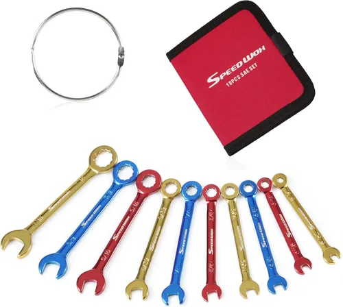 Miniatura 8 de SPEEDWOX Juego de 10 llaves pequeñas de color abiertas y de extremo de caja, cubiertas de color, juego de llaves enanas mini, juego de llaves