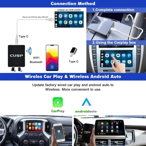 Miniatura 3 de CUSP CarPlay AI Box para automóviles con cable CarPlay OEM, 4G LTE inalámbrico CarPlay y adaptador inalámbrico Android Auto, 8-Core 4GB+64GB Android
