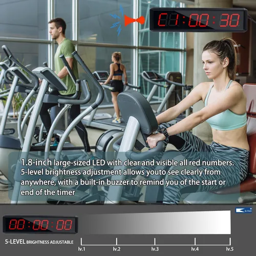 Miniatura 5 de Cronómetro de fitness SMAHEAT con botón de cronómetro, adecuado para escuela/examen/ejercicio en casa/gimnasio/gimnasio SMAHEAT Cronómetro 1.8