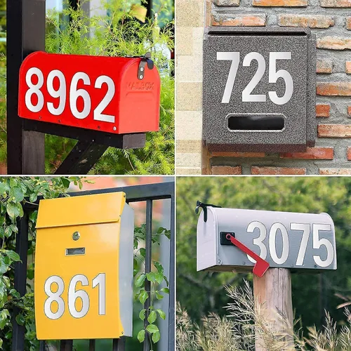 Miniatura 8 de Números reflectantes para buzón para exteriores – 30 calcomanías impermeables para números de buzón, grandes de 3 pulgadas, autoadhesivos, números