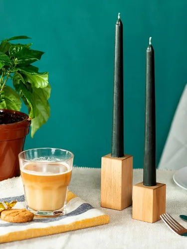 Miniatura 5 de CANDWAX - Velas cónicas de 12 pulgadas, color negro carbón, juego de 4, de combustión lenta, sin aroma, sin humo y sin goteo, perfectas para fiestas