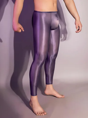 Miniatura 2 de Leggings transparentes de seda de hielo para hombre, ropa interior brillante, pantalones convexos