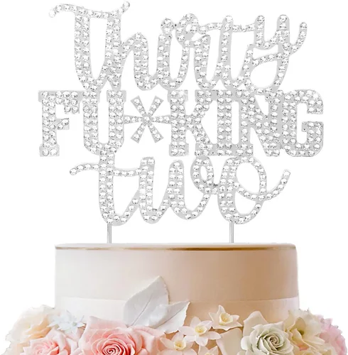 Miniatura 90 de LINGTEER Veintiún divertidos adornos dorados para tartas con diamantes de imitación – Saludos a los 21 años de edad, decoración de centros de mesa