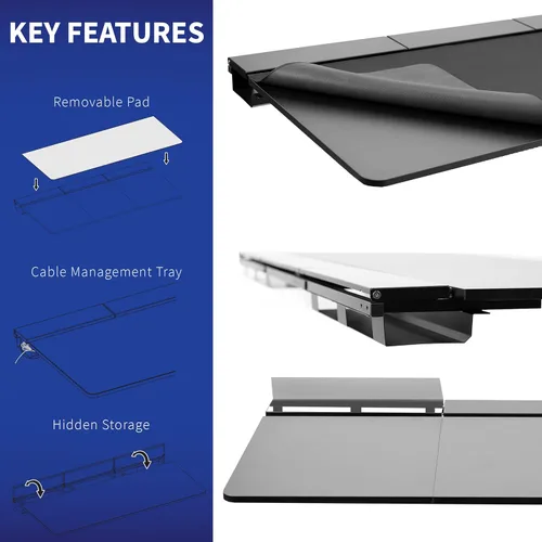 Miniatura 4 de VIVO Mesa universal de 60 x 30 pulgadas con bandejas de cables ocultas integradas para estándares y marcos de escritorio para sentarse a estar