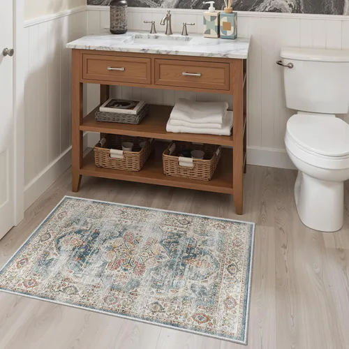 Miniatura 715 de Madane Tapete lavable de 2 x 10 pies para pasillo, cocina, recibidor, clásico, suave, antideslizante para interiores, casa de campo, baño, sala