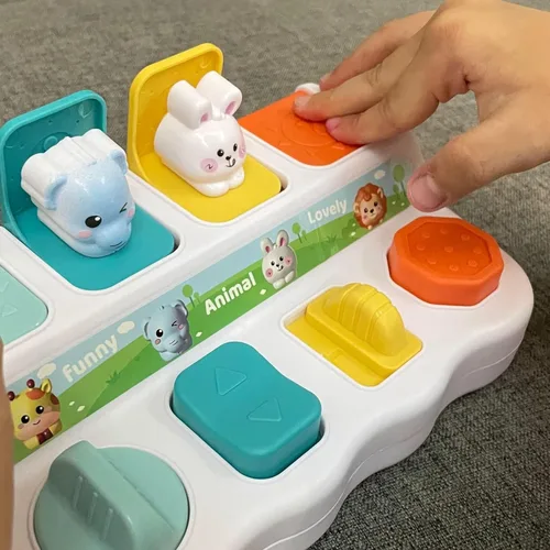 Miniatura 6 de Juguete de causa y efecto para niños pequeños de 2 a 3 años – Juguete de desarrollo con botones y colores – Juguetes de clasificación