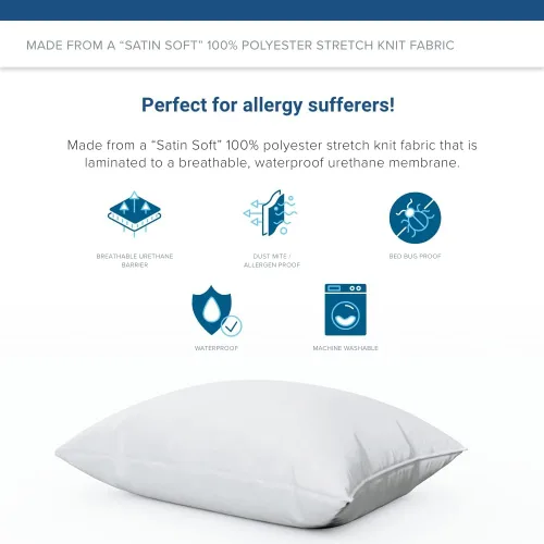 Miniatura 3 de Bargoose Home Textiles - Protector de almohada, funda de almohada impermeable con cremallera (individual, blanco, King)