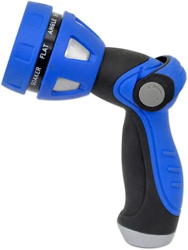 HoseCoil Bobina de manguera WN815 Boquilla de palanca de pulgar con cuerpo de metal y cabezal de pulverización ajustable de nueve patrones