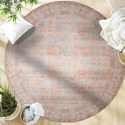 Miniatura 80 de GLN Rugs Traditional Collection - Alfombra de felpilla lavable a máquina, tradicional, antideslizante, alfombra de felpilla de pelo bajo, para sala