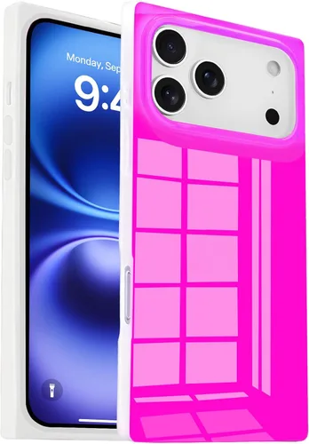 Miniatura 8 de Funda rectangular compatible con iPhone 15 Neon para mujer, diseño de lujo de fluorescencia brillante, flexible, suave, delgada, de gel de goma TPU
