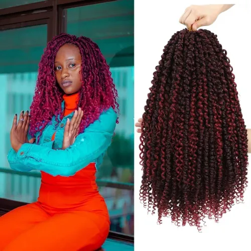 Miniatura 20 de Cabello de estilo Passion Twists de 14 pulgadas, cabello ondulado de ganchillo para mujeres negras, cabello rizado bohemio para trenzas de mariposa