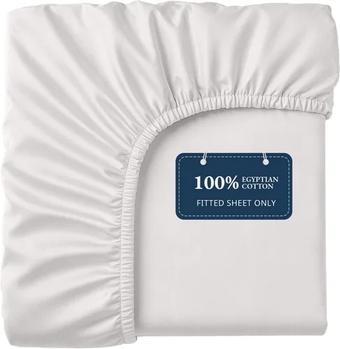 Lane Linen Sábana bajera ajustable 100% algodón egipcio tamaño individual (39 x 75 + 15 pulgadas), elegante tejido satinado, ultrasuave,