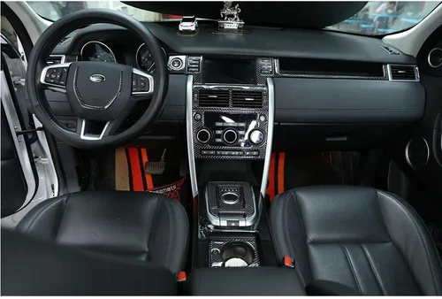 Miniatura 3 de YIWANG Real Fibra de carbono coche multifunción botón marco Trim 2 unids para Land Rover Discovery Sport 2015-2019 Auto Accesorios