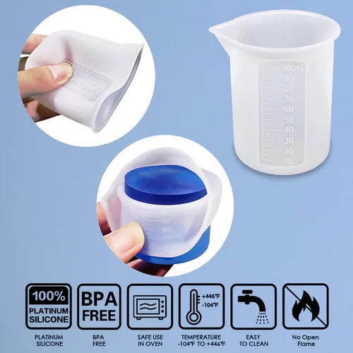Miniatura 4 de 10 tazas medidoras de silicona para resina, vasos mezcladores de 3.5 onzas líquidas para resina DIY manualidades, fabricación de joyas, taza