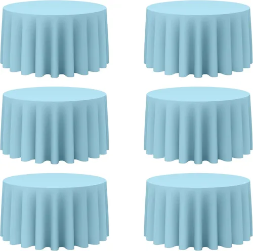 Miniatura 114 de BRILLMAX Paquete de 4 manteles redondos color azul rey de 132 pulgadas, tela de lino de poliéster lavable a granel, para bodas, recepciones, Azul