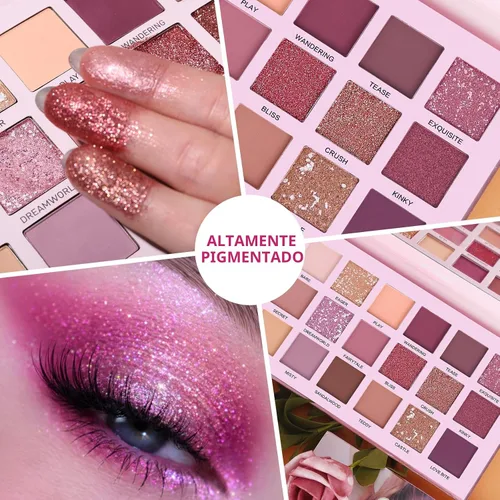 Miniatura 5 de UCANBE Kit de paleta de sombra de ojos profesional de 18 colores con aroma desnudo, larga duración, multi brillo reflectante mate con brillo Aromas