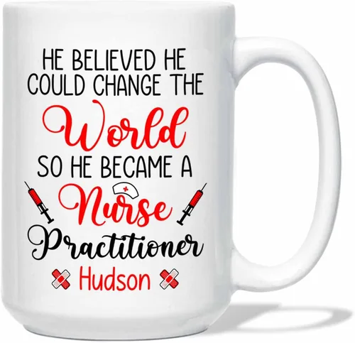 Miniatura 11 de Taza de enfermera practicante con nombre personalizado, regalo NP, taza de café para estudiante de enfermería, regalo médico personalizado