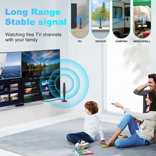 Miniatura 4 de Antena de TV para Smart TV Interior, Antena Digital para Canales Locales, Soporte 4k 1080p con Base Magnética Fuerte, Recepción de Largo Alcance