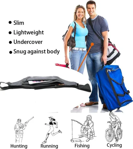 Miniatura 67 de Bolsa de cintura ultrafino con ranuras c/visualización para tarjeta de crédito, para deportes, aire libre, correr, caminar, viajes.