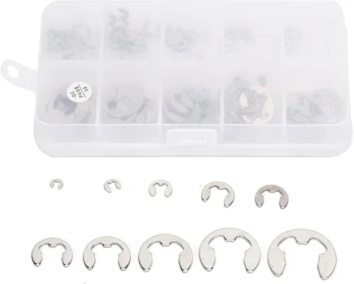 Miniatura 3 de Juego de 120 piezas de clip E Surtido Arandela Acero Inoxidable Anillo de Retención Externa Circlip 0.059 in a 0.394 in