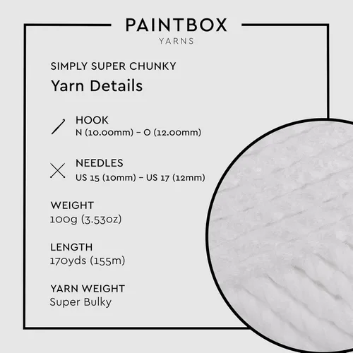 Miniatura 3 de Paintbox Yarns Simply Super Chunky Yarn - Hilo grueso de 3.53 onzas, 66 yardas, lana blanca para ganchillo o tejer, suave, acogedor para mantas