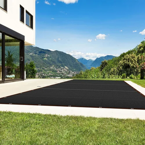 Miniatura 5 de Riakrum Cubierta de red de hojas de piscina de 20 x 40 pies, rectangular, color negro, cubierta de malla para estanque para piscinas enterradas que
