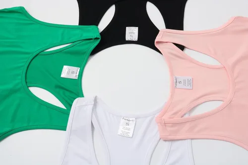 Miniatura 6 de Formeet17 Camiseta corta sin mangas básica para mujer, 4 piezas, cuello redondo, espalda cruzada